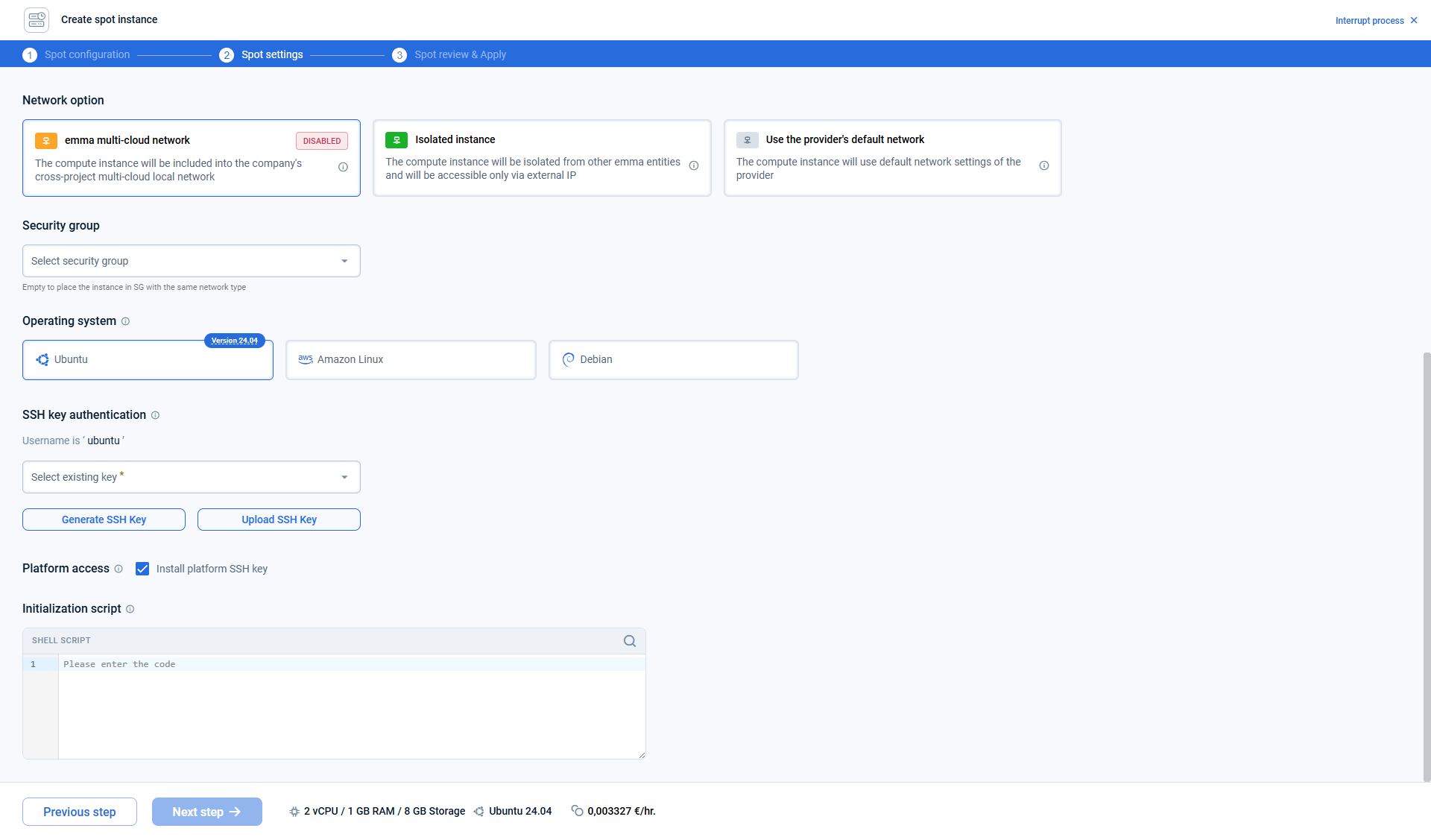 Step 2. Settings