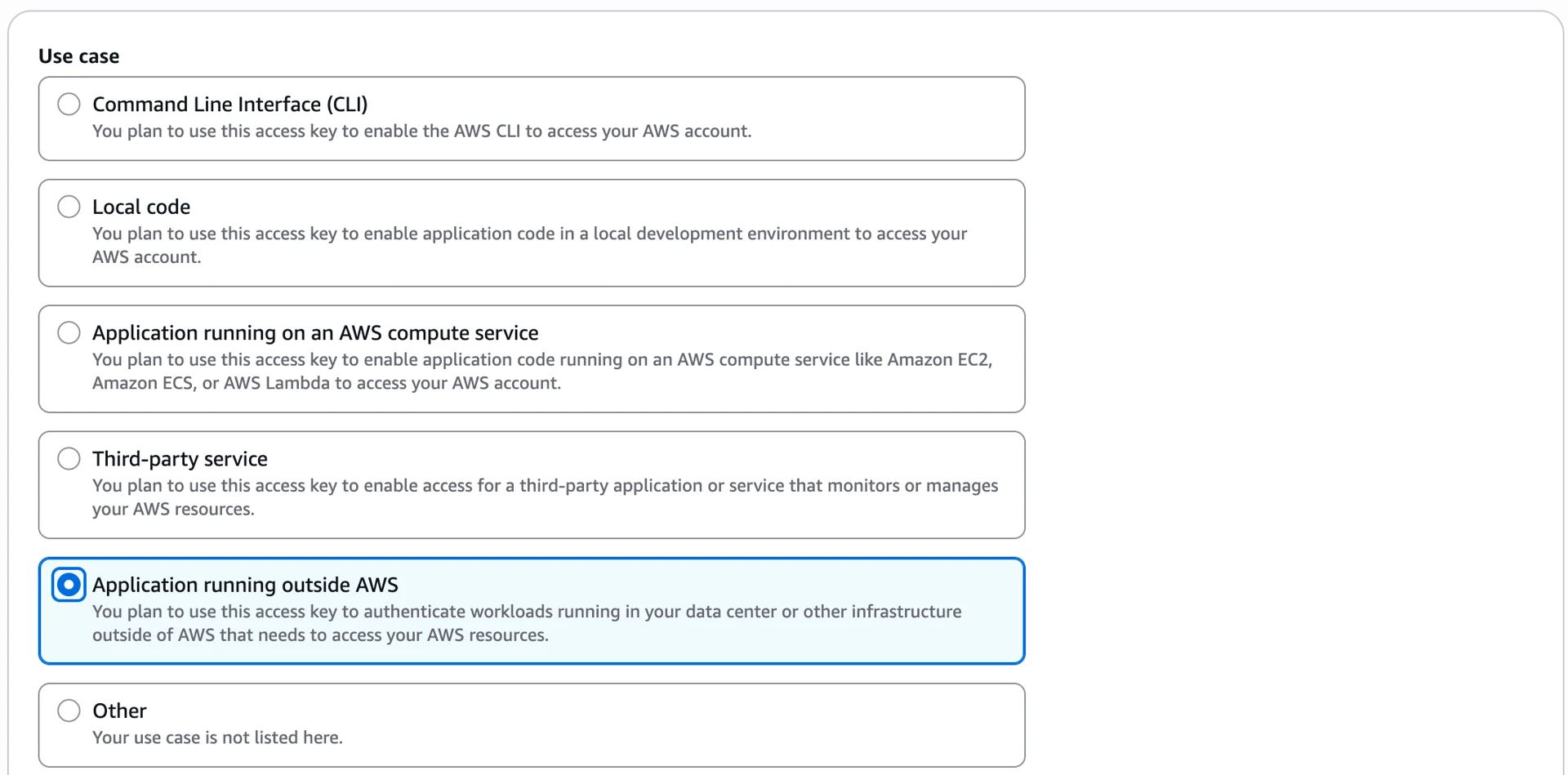 Access key creation form