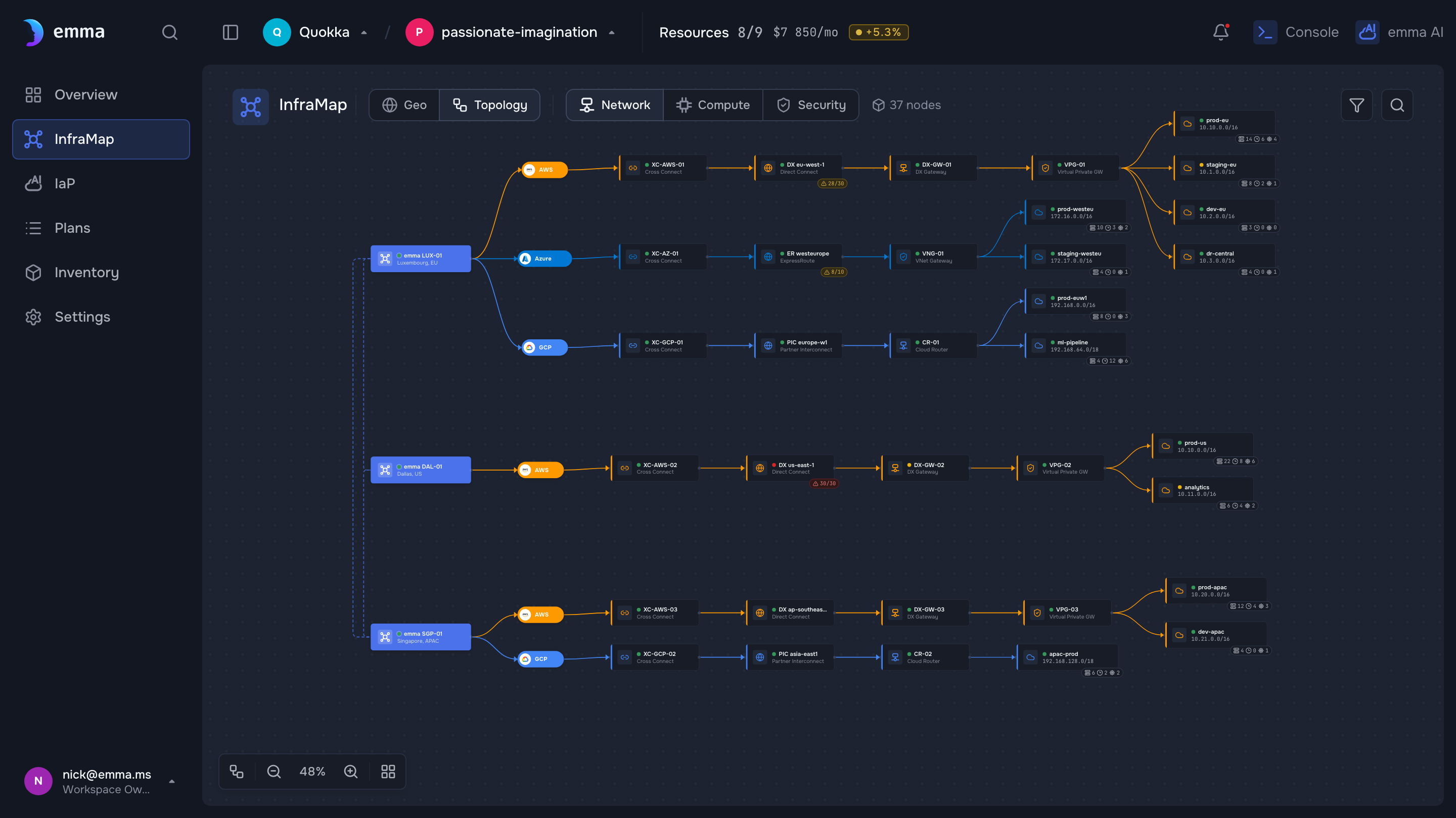 The new VM on the InfraMap diagram, alongside the rest of your infrastructure