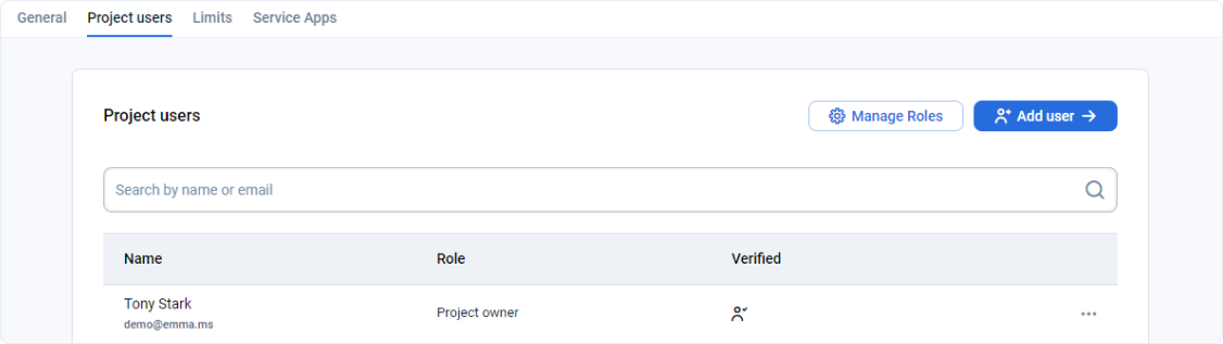 Project users settings