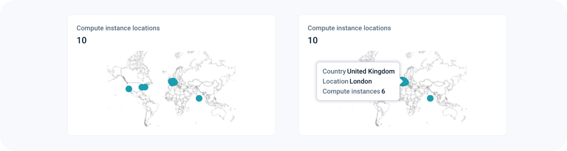 Distinct geographical locations of all your VMs and count of VMs in that geographical location - tooltip example