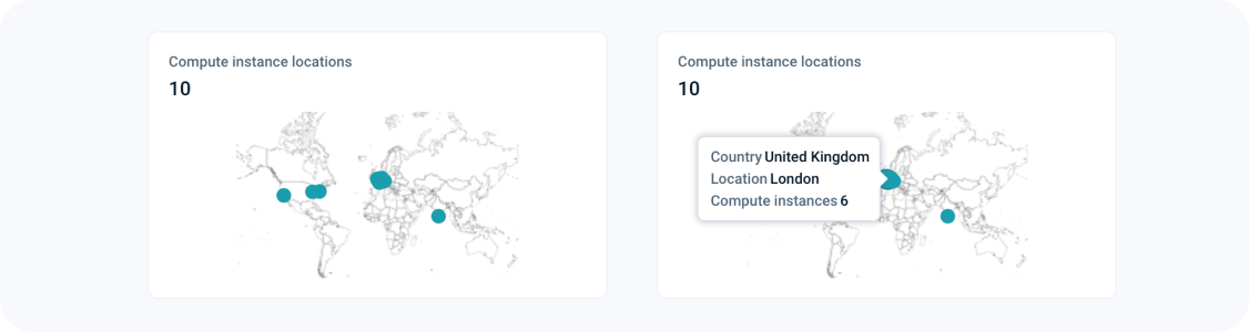 Distinct geographical locations of all your VMs and count of VMs in that geographical location - tooltip example