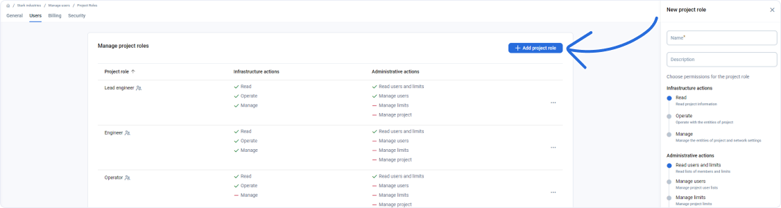 Add a new user project role