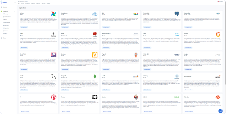 All the different applications available and ready for launch on the emma platform for your VMs or K8s clusters