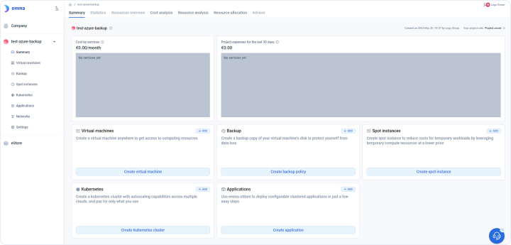 Project Dashboard for new user