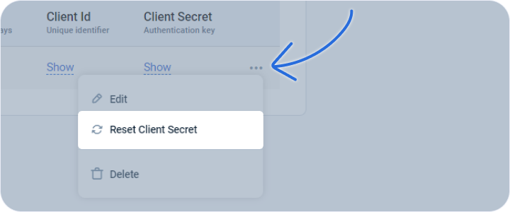 Reset the project service app’s client secret