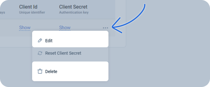 Edit or delete the project service app