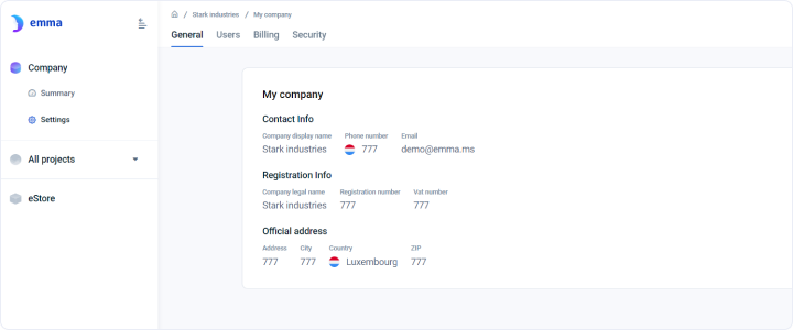 Company general settings