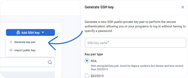 Generate key pair