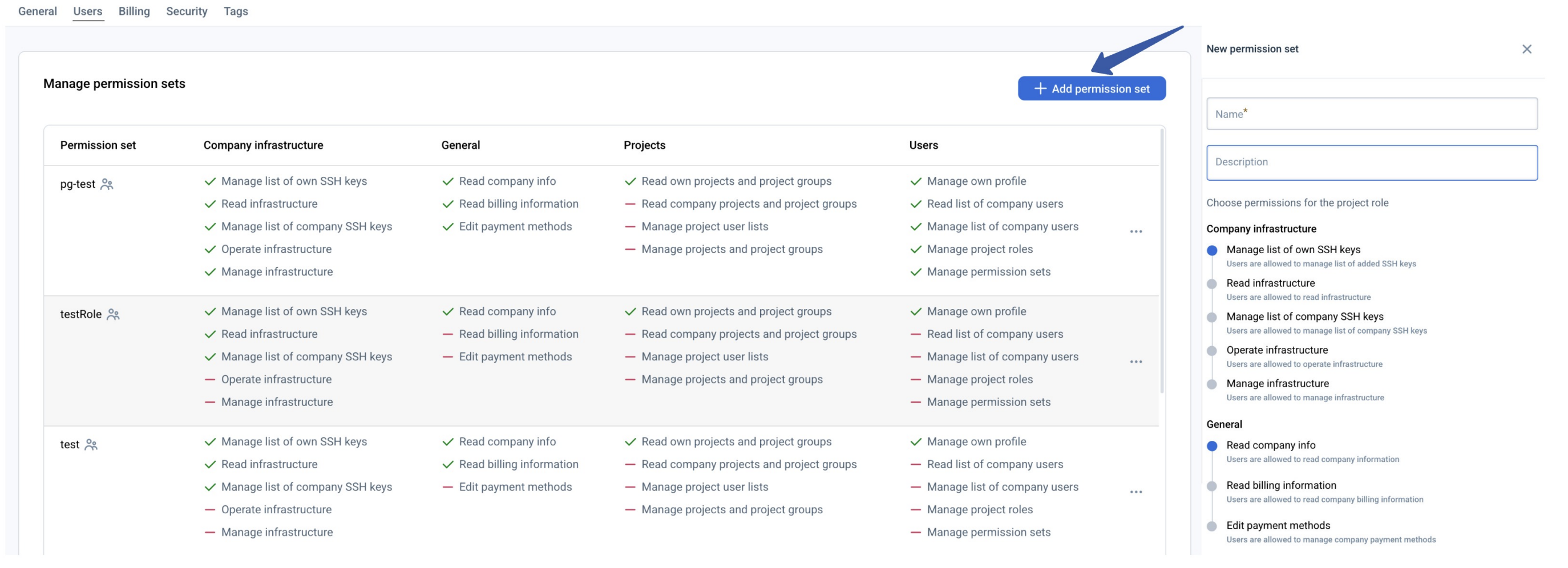 Manage user permissions