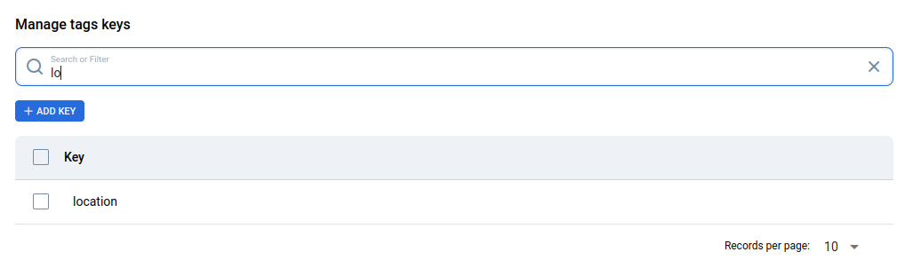 2Change a new key: The “+ADD KEY” button opens a form 2to create a new key. You can add as many keys as you need.