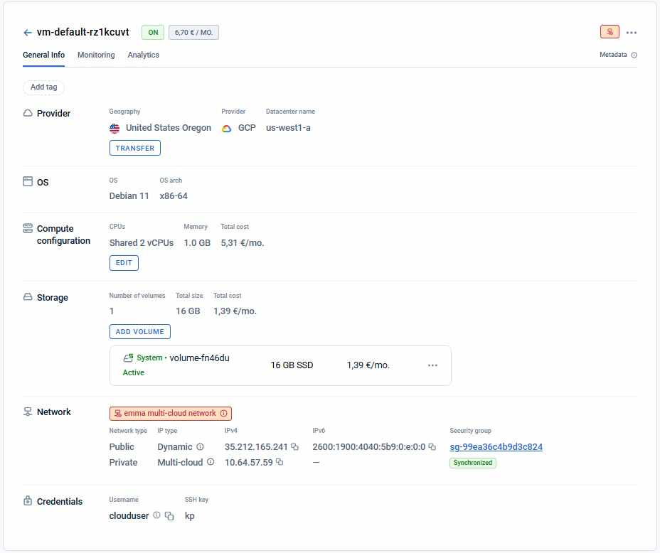 VM details page