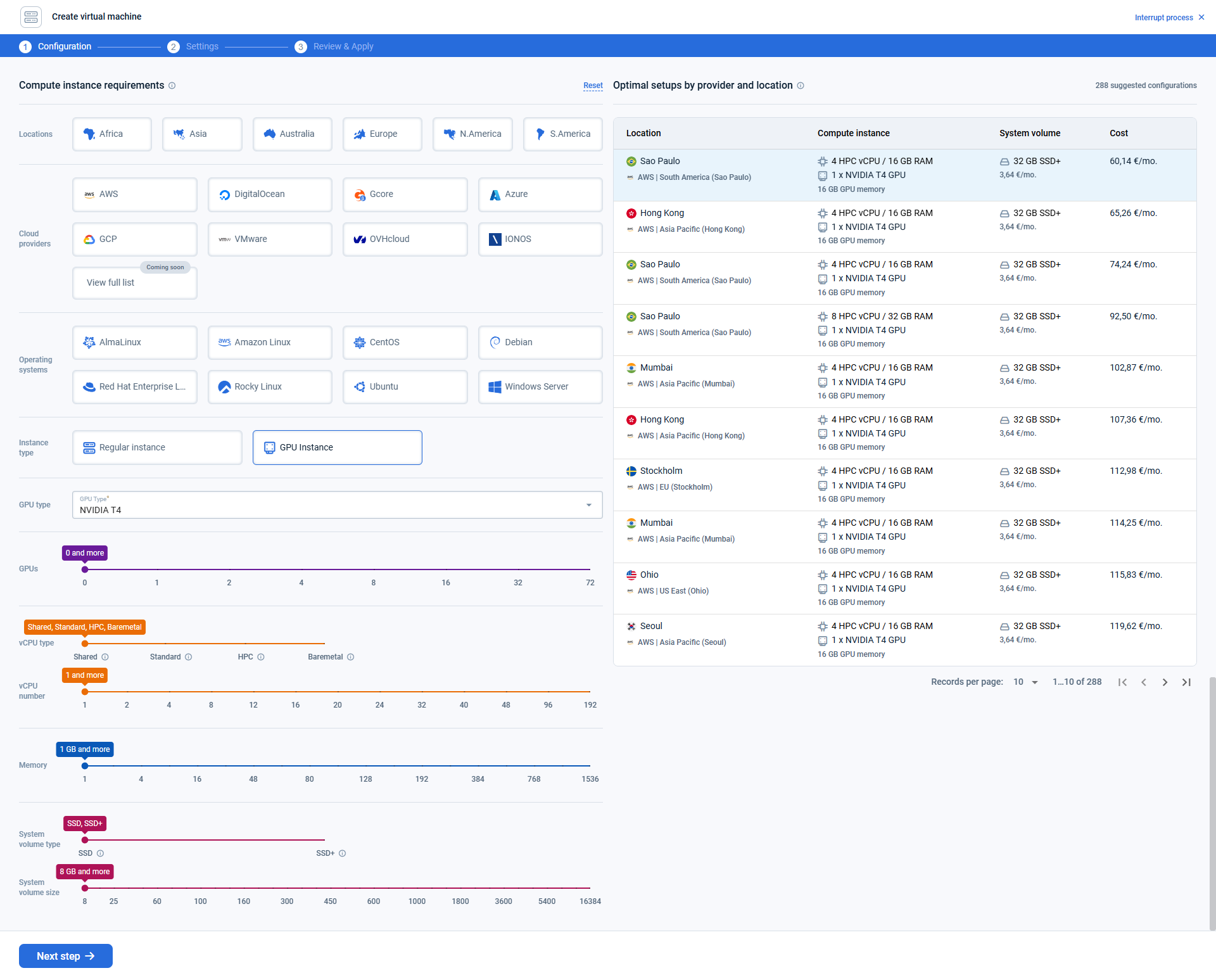 Step 1 - Filters and virtual machine configurations